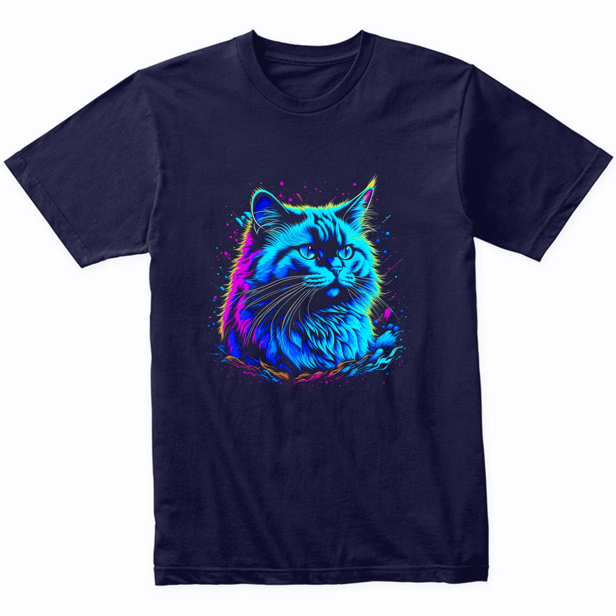 Colorful Bright Birman Cat Vibrant Psychedelic Cat Art T-Shirt