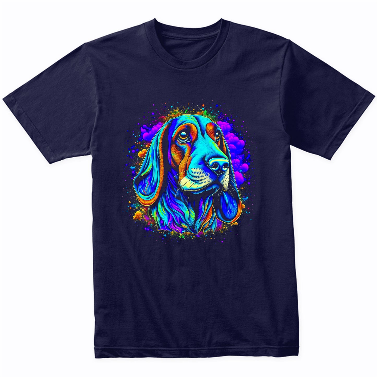 Colorful Bright Basset Hound Vibrant Psychedelic Dog Art T-Shirt