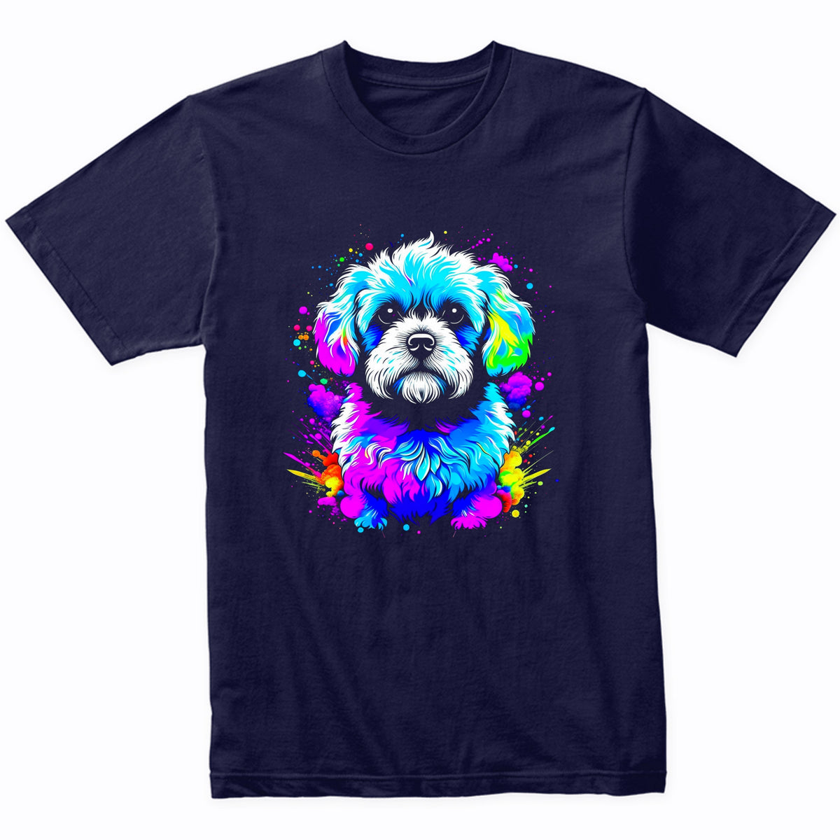 Colorful Bright Bichon Frise Vibrant Psychedelic Dog Art T-Shirt
