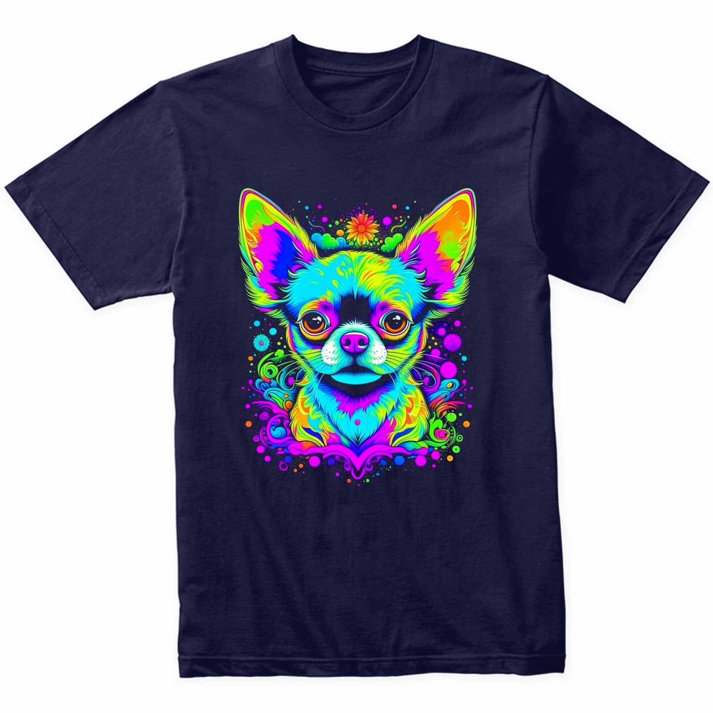 Colorful Bright Chihuahua Vibrant Psychedelic Dog Art T-Shirt