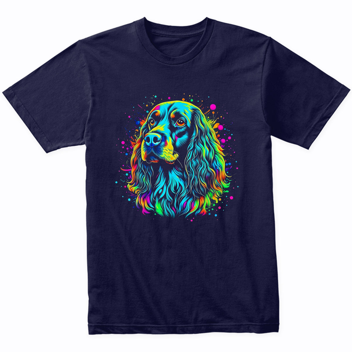 Colorful Bright Cocker Spaniel Vibrant Psychedelic Dog Art T-Shirt