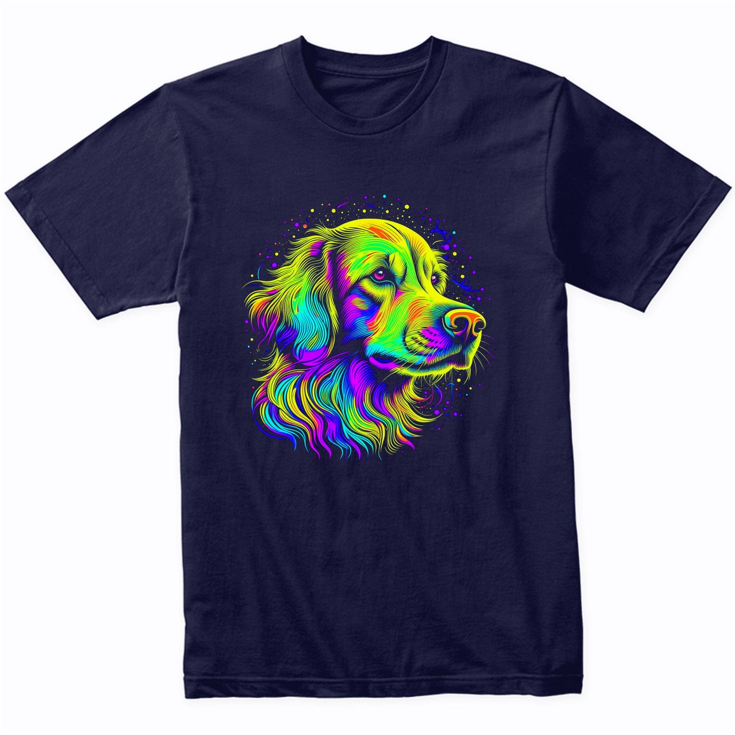 Colorful Bright Golden Retriever Vibrant Psychedelic Dog Art T-Shirt