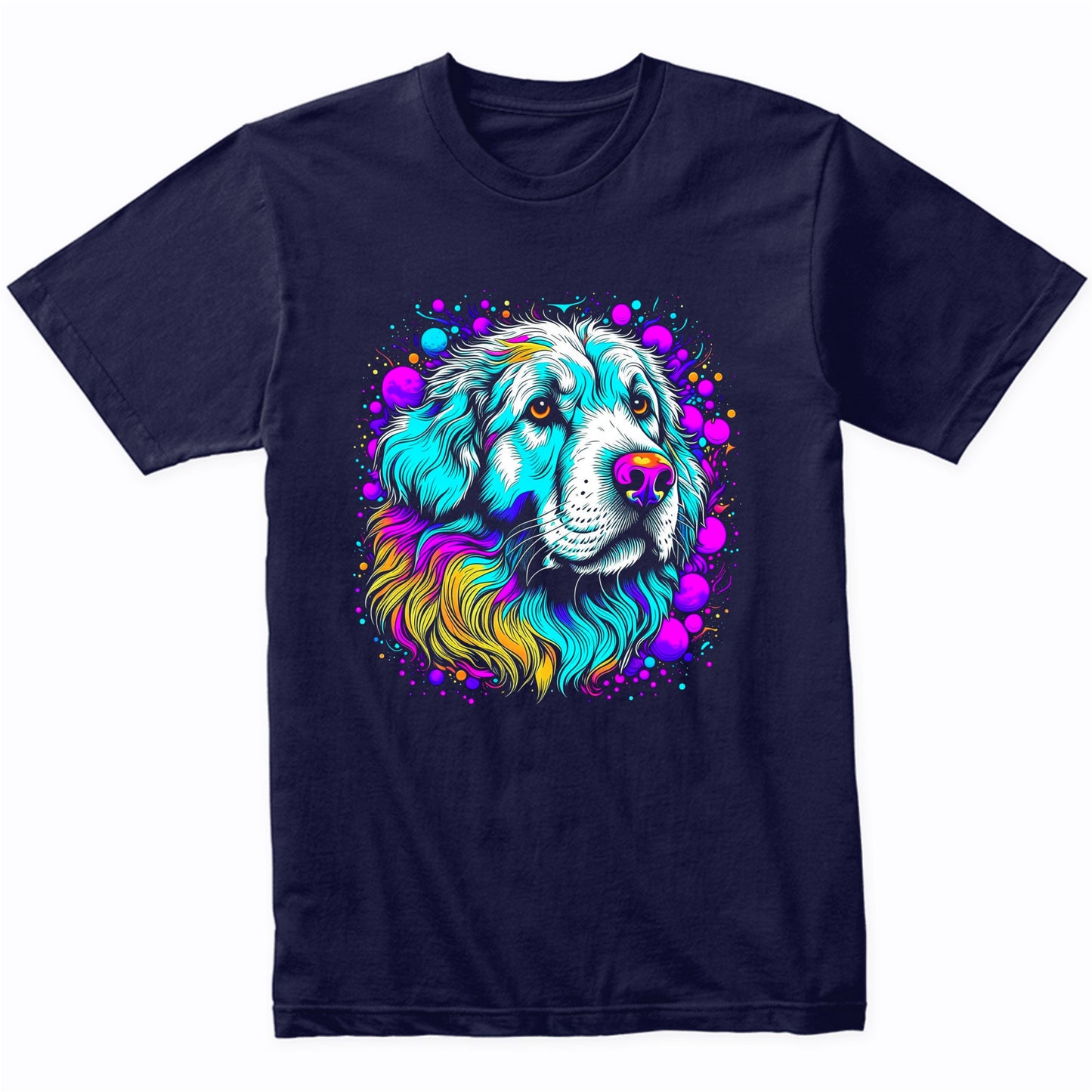 Colorful Bright Great Pyrenees Vibrant Psychedelic Dog Art T-Shirt