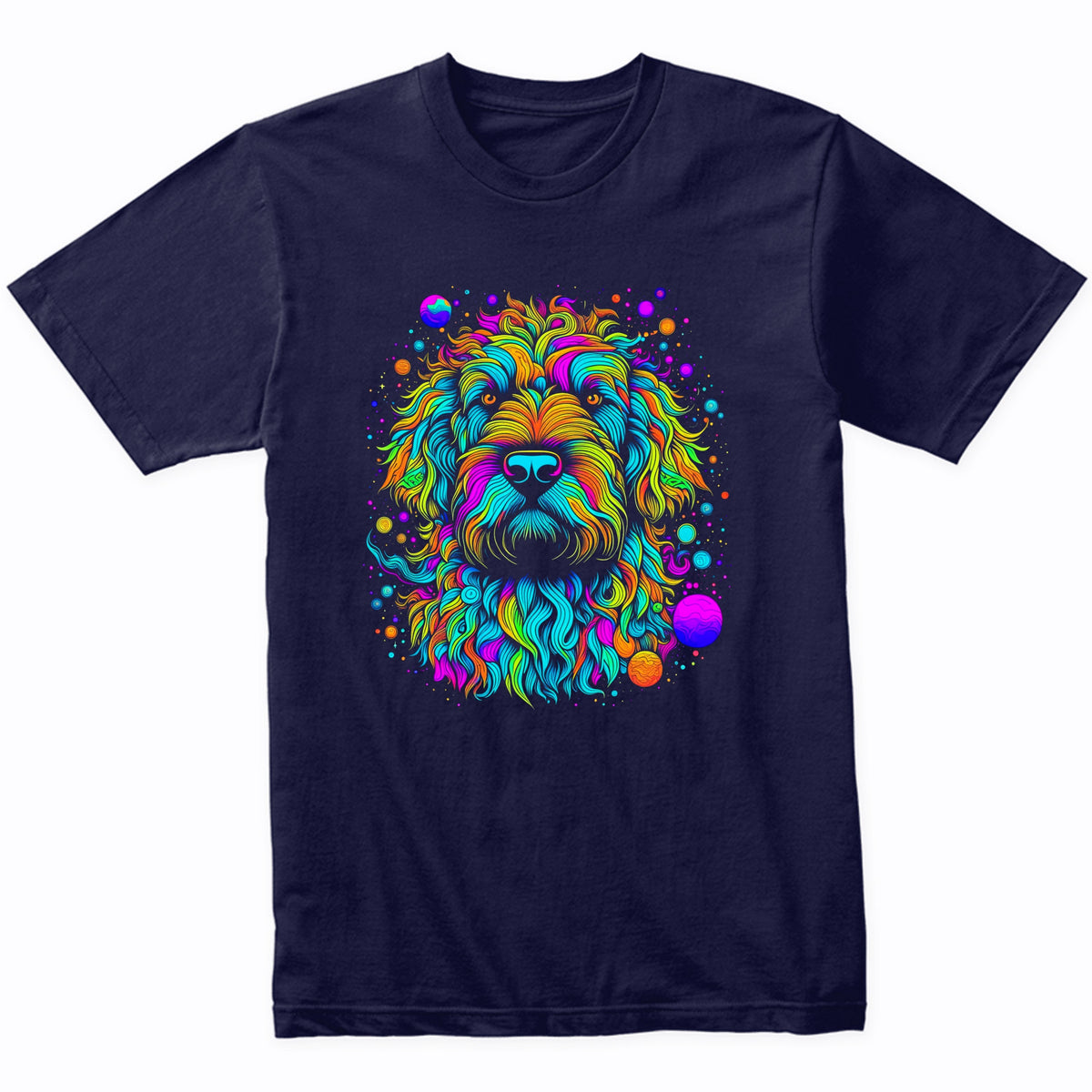 Colorful Bright Labradoodle Vibrant Psychedelic Dog Art T-Shirt