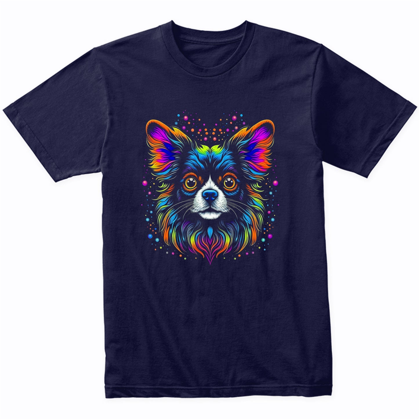 Colorful Bright Papillon Vibrant Psychedelic Dog Art T-Shirt