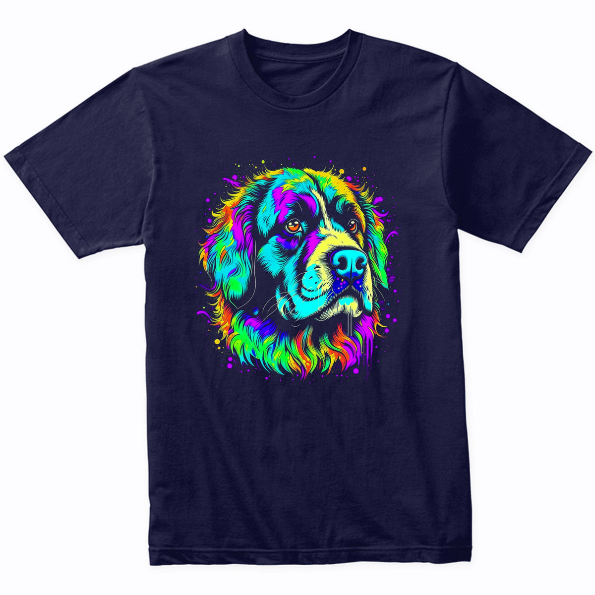 Colorful Bright St. Bernard Vibrant Psychedelic Dog Art T-Shirt