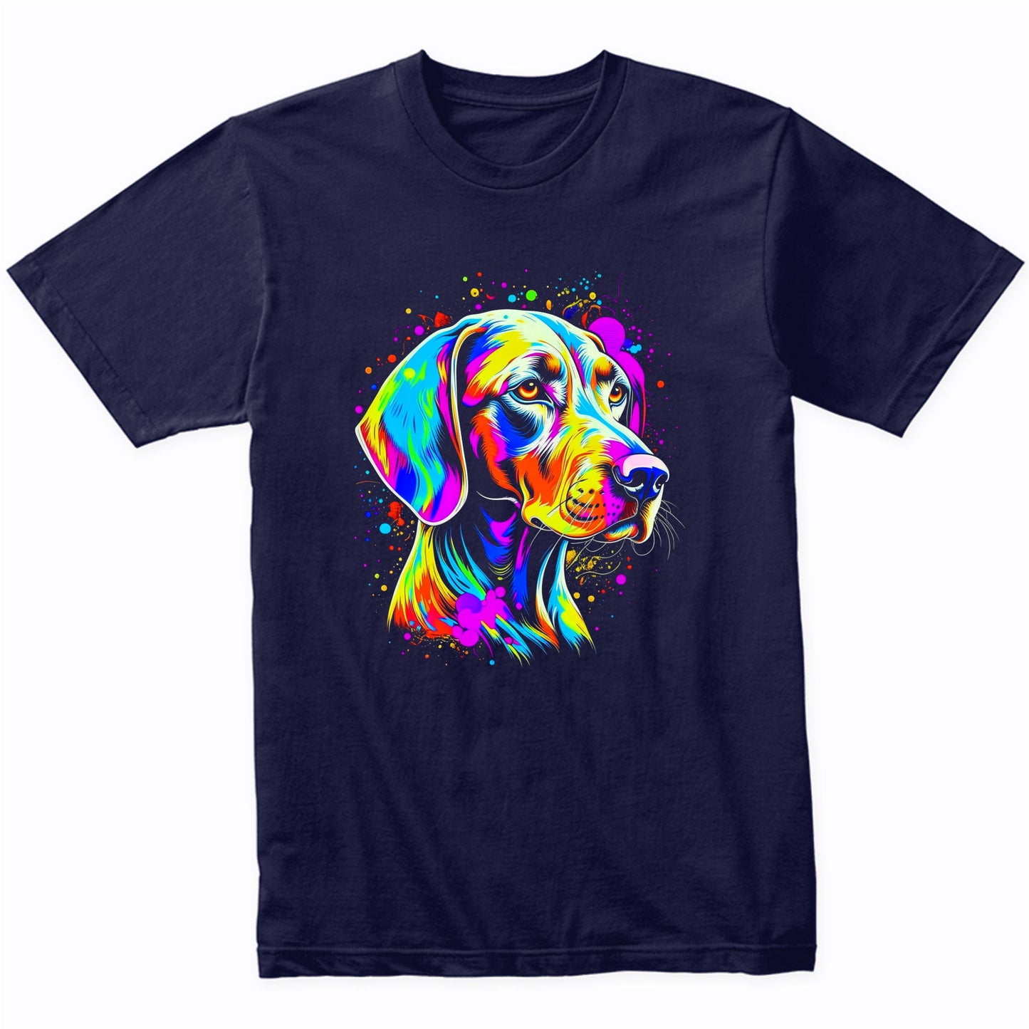 Colorful Bright Weimaraner Vibrant Psychedelic Dog Art T-Shirt