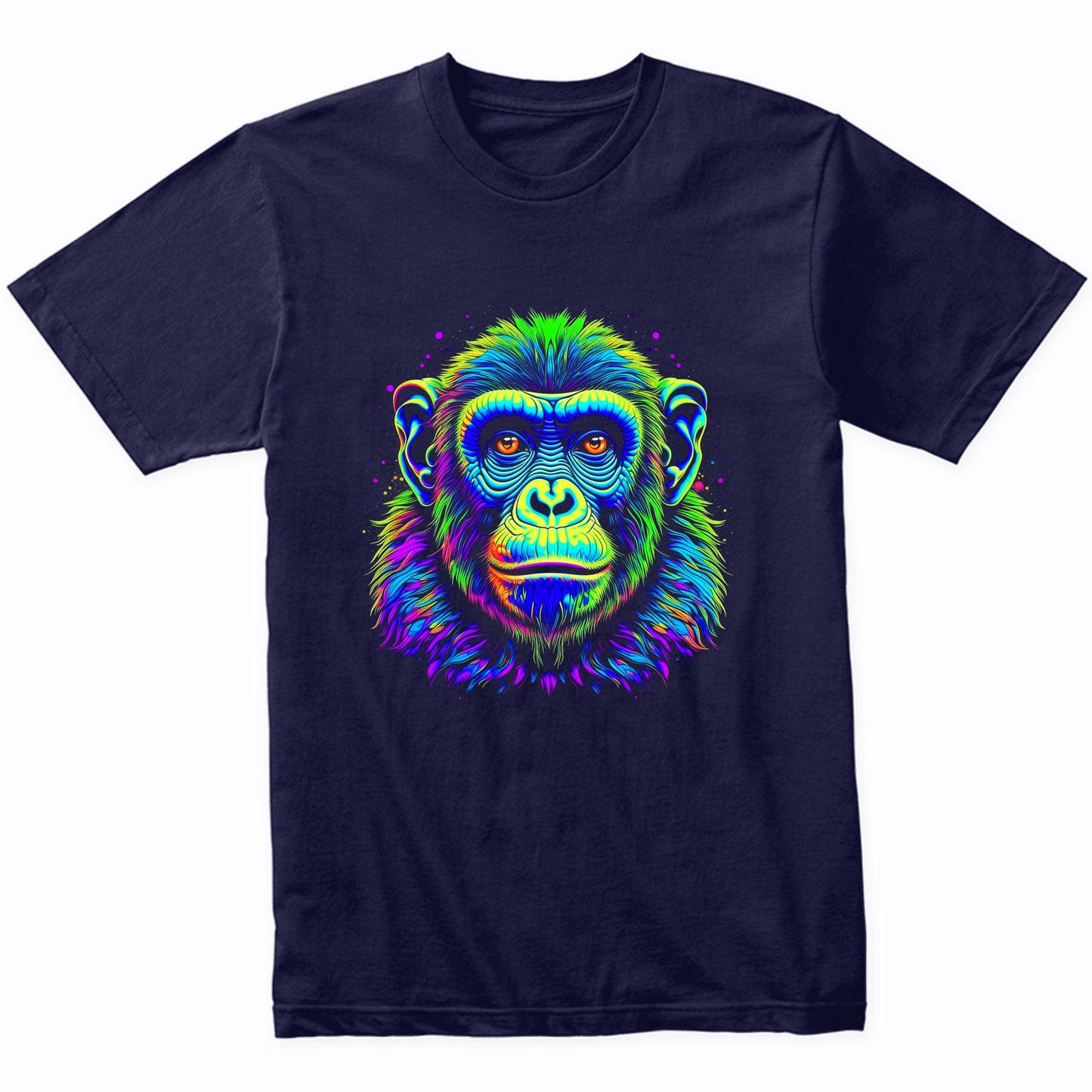 Chimpanzee Vibrant Psychedelic Monkey Chimp Animal Art T-Shirt