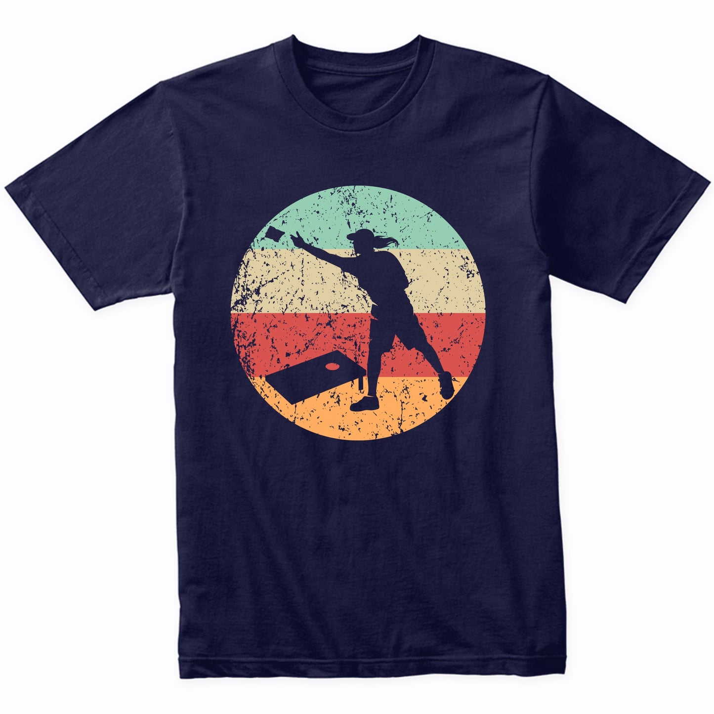 Retro Cornhole Toss Female Athlete Girls Sports T-Shirt