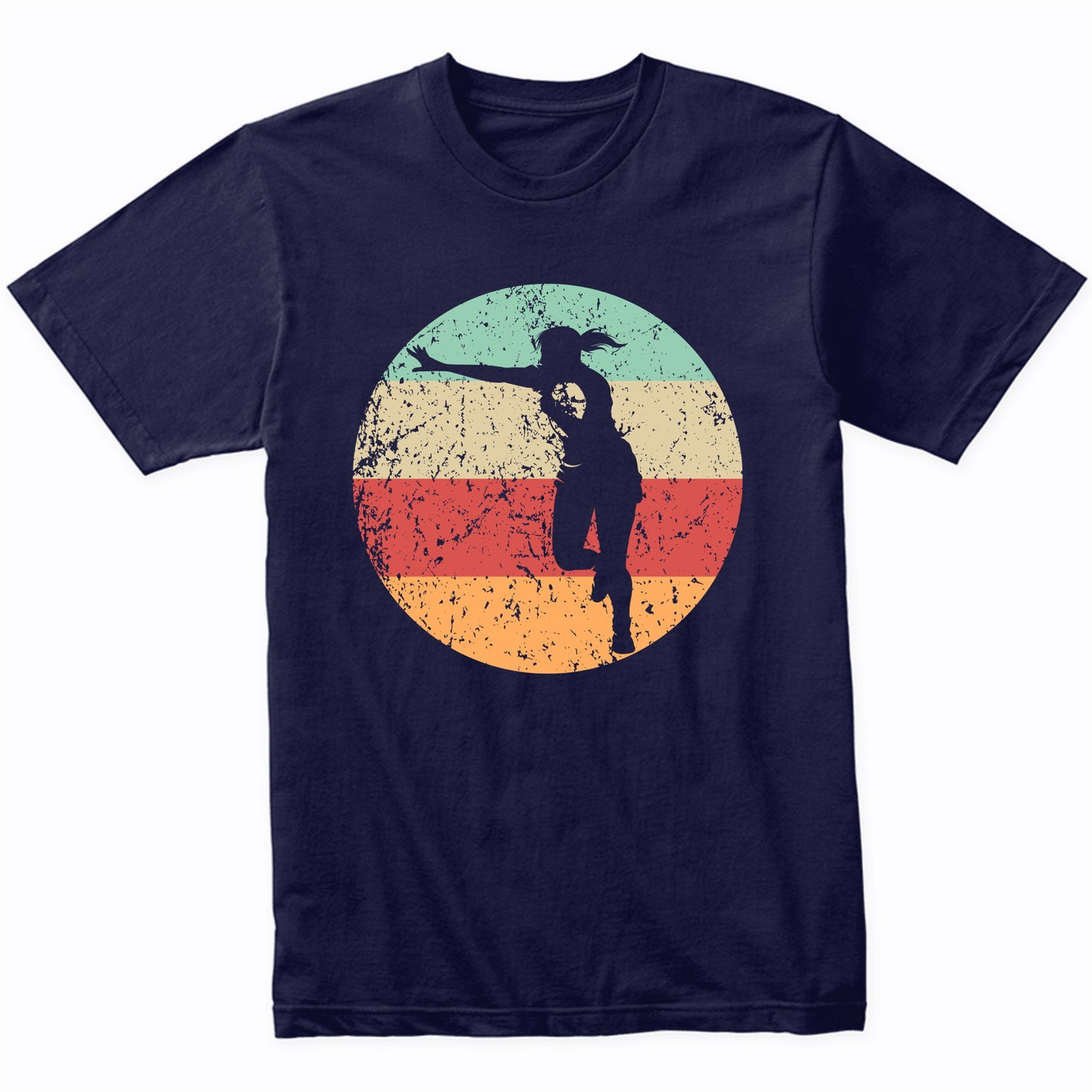 Retro Rugby Player Stiff Arm Female Athlete Girls Sports T-Shirt