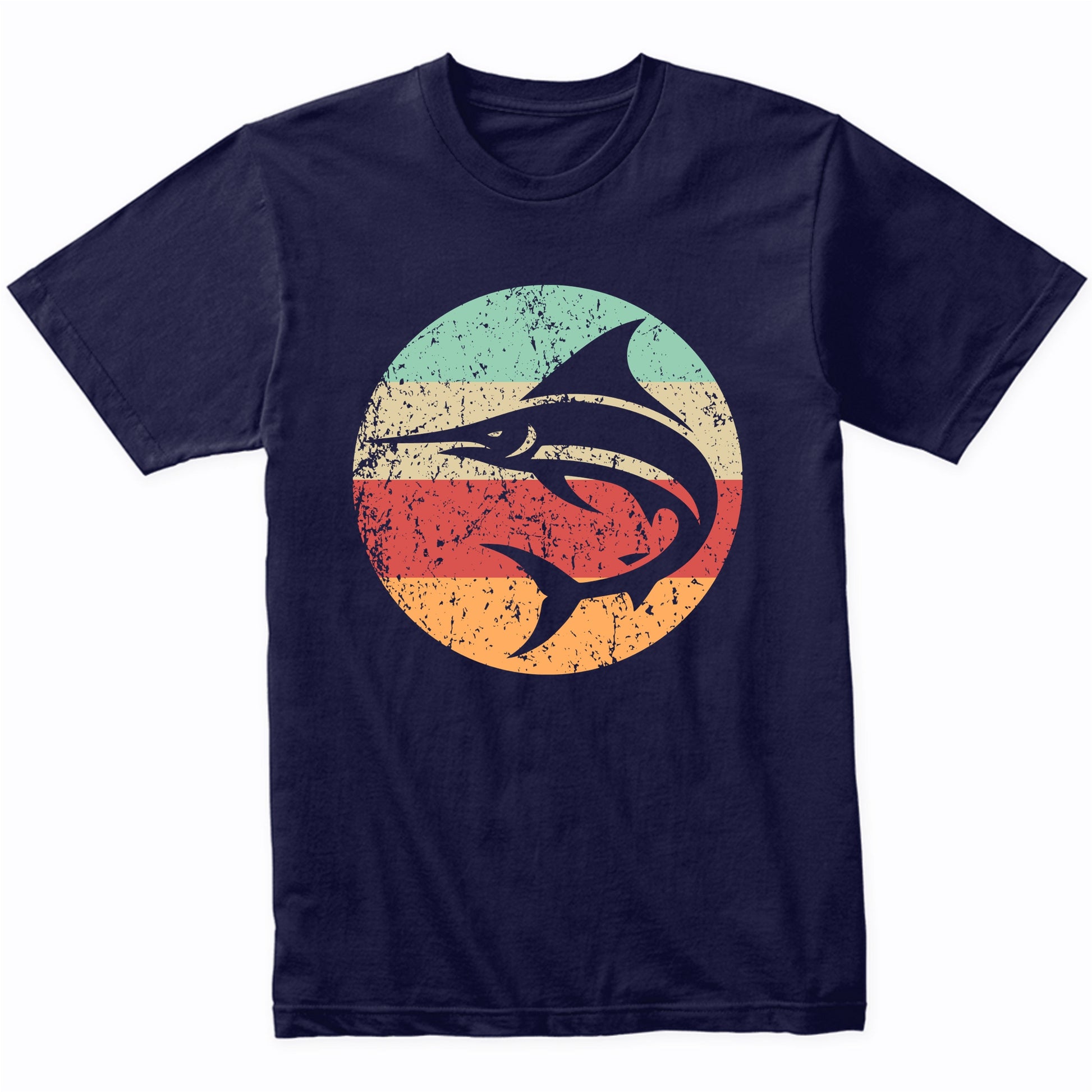 Retro Marlin Swordfish Vintage Style Ocean Big Game Fishing T-Shirt