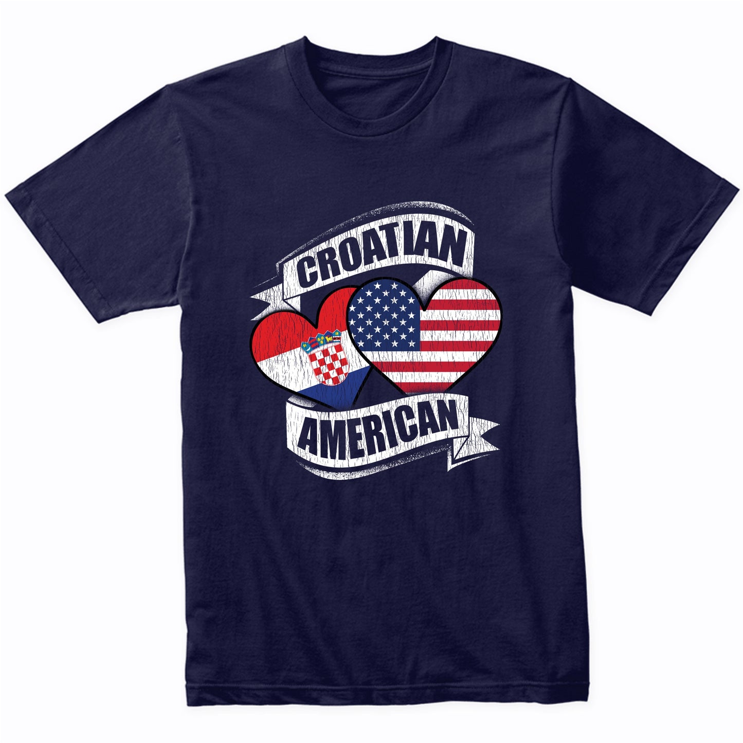 Croatian American Hearts USA Croatia Flags T-Shirt