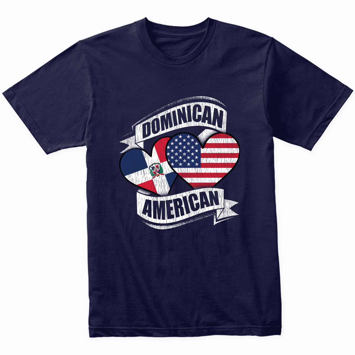 Dominican American Hearts USA Dominican Republic Flags T-Shirt