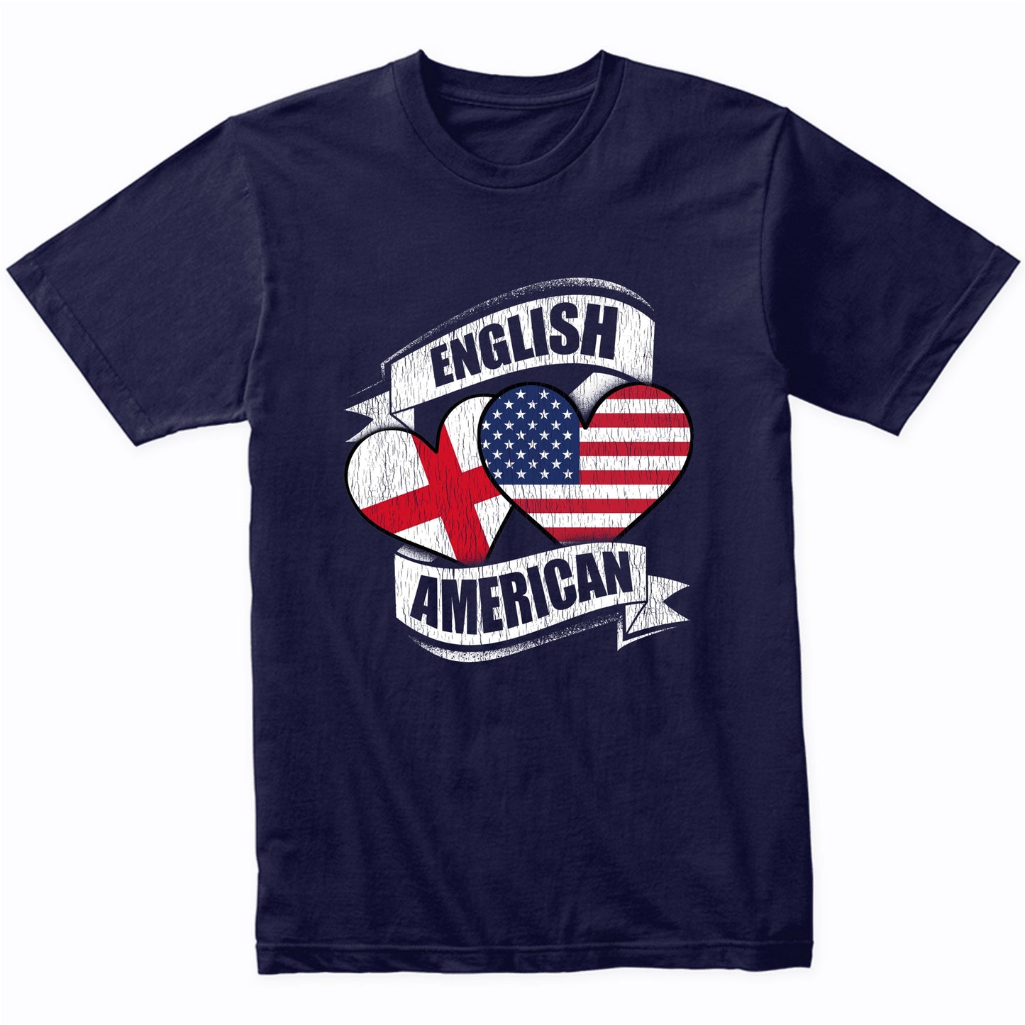 English American Hearts USA England Flags T-Shirt