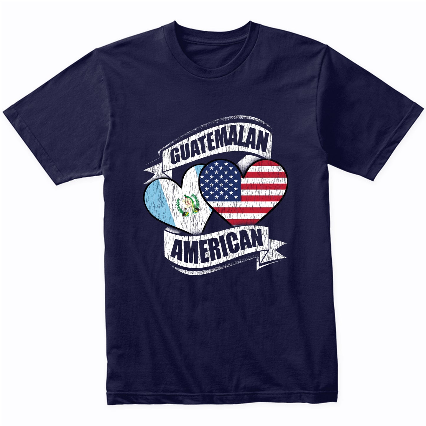 Guatemalan American Hearts USA Guatemala Flags T-Shirt