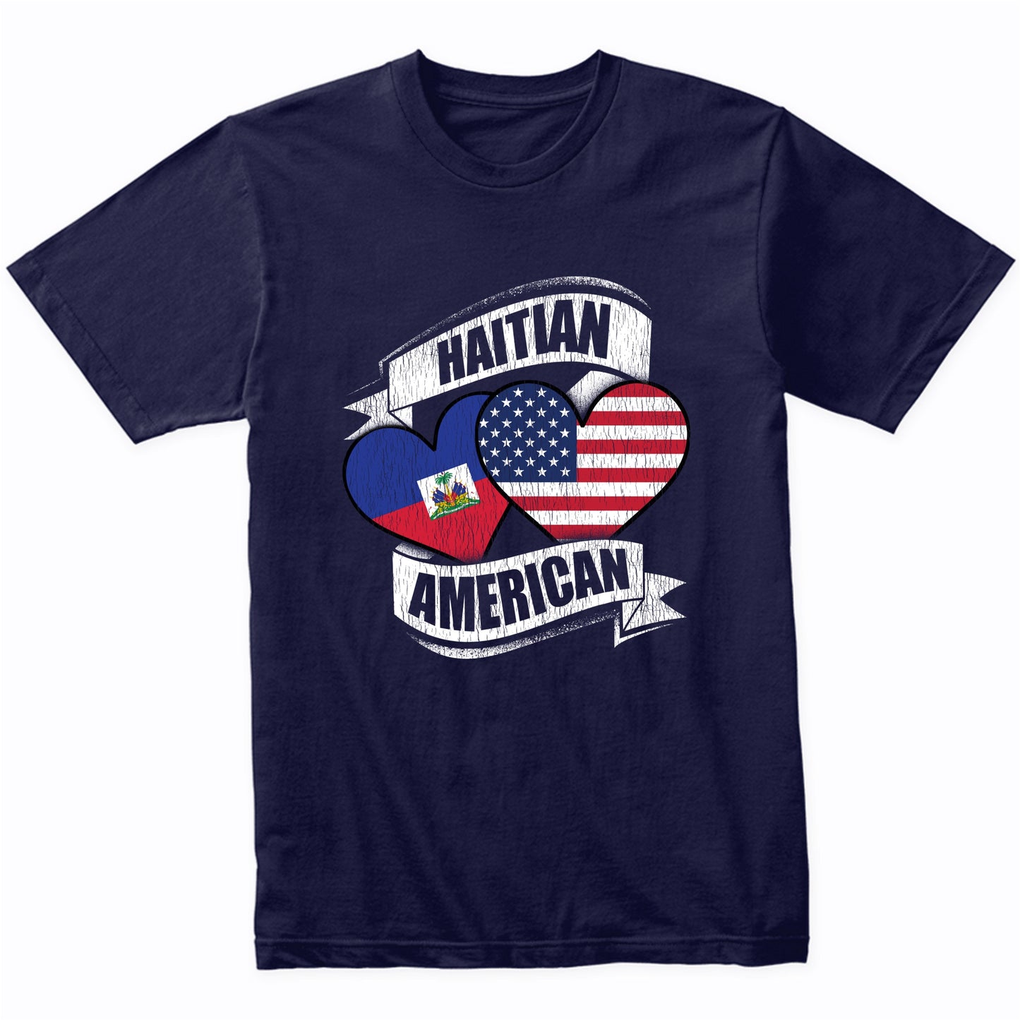 Haitian American Hearts USA Haiti Flags T-Shirt