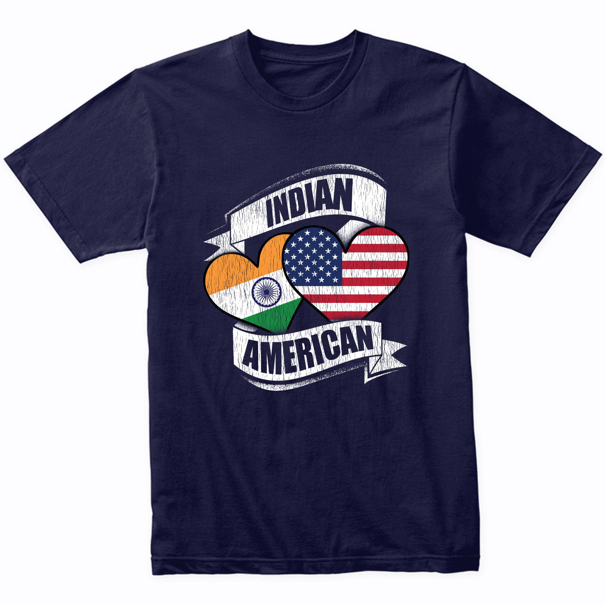 Indian American Hearts USA India Flags T-Shirt