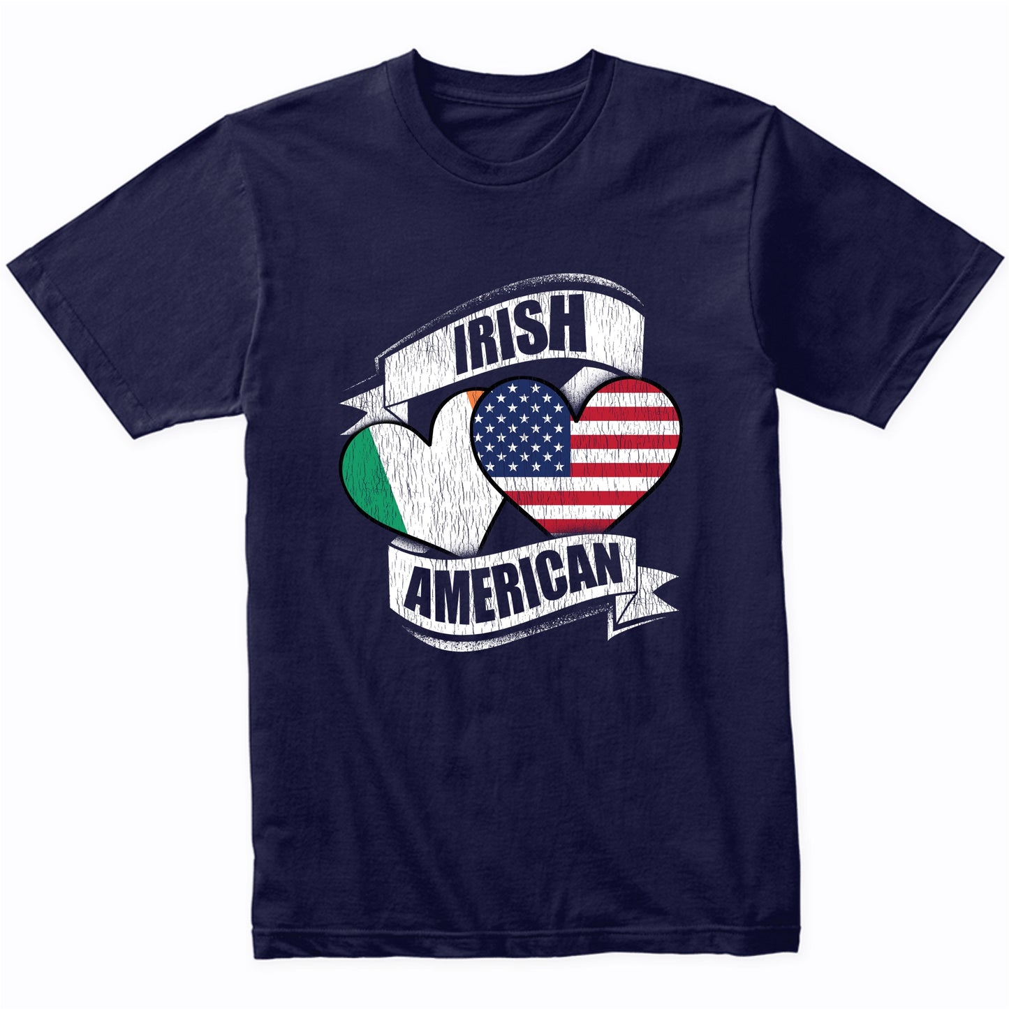 Irish American Hearts USA Ireland Flags T-Shirt