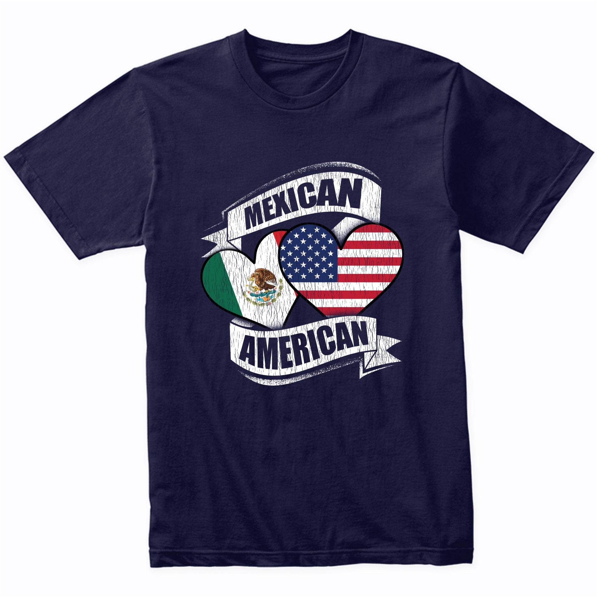 Mexican American Hearts USA Mexico Flags T-Shirt