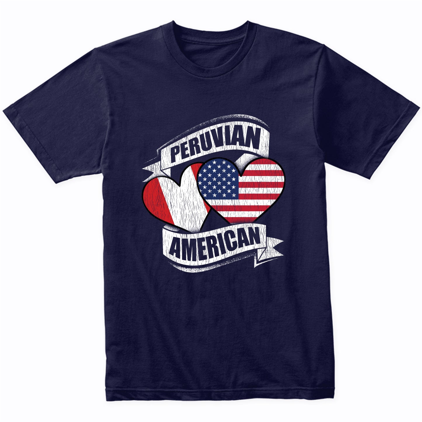 Peruvian American Hearts USA Peru Flags T-Shirt