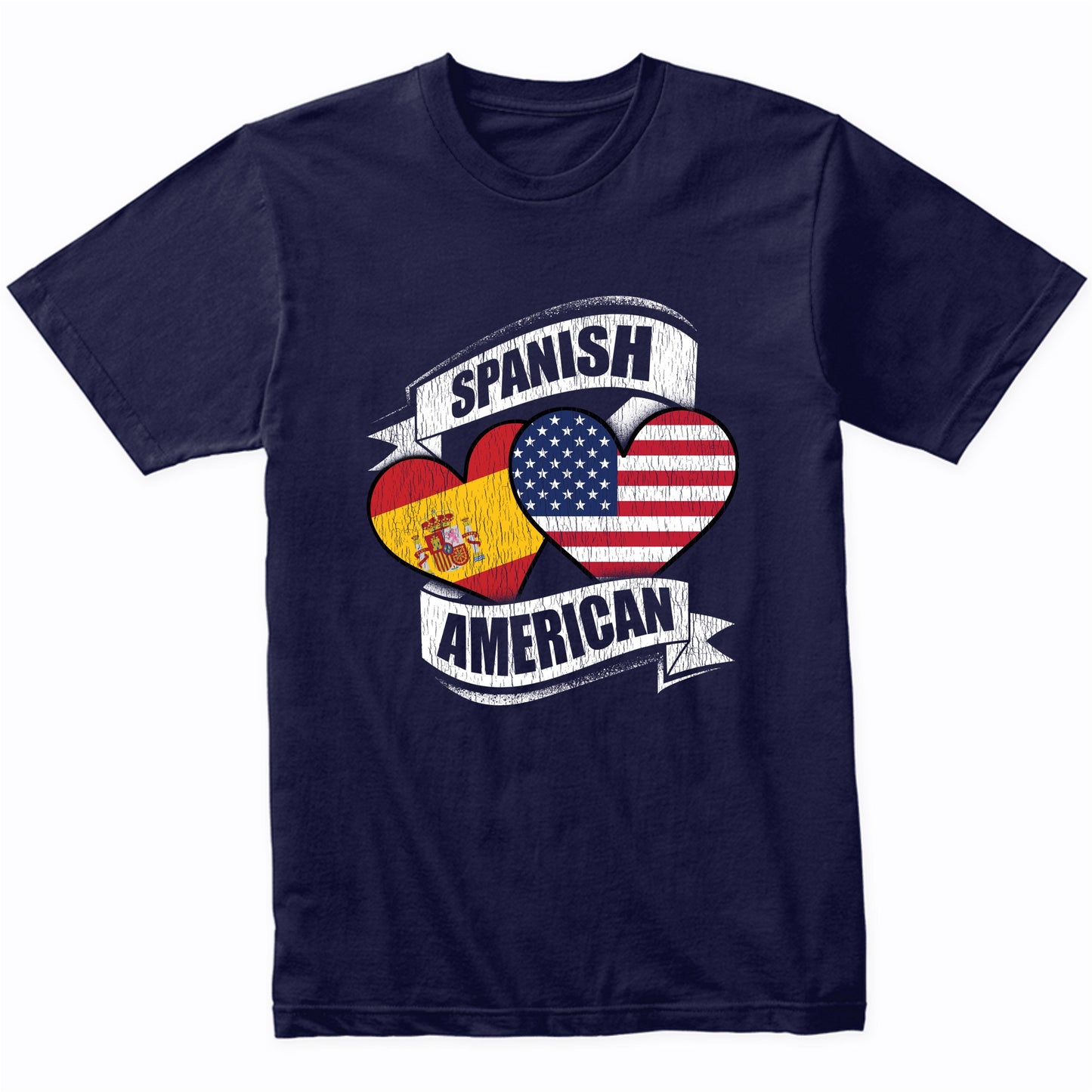 Spanish American Hearts USA Spain Flags T-Shirt