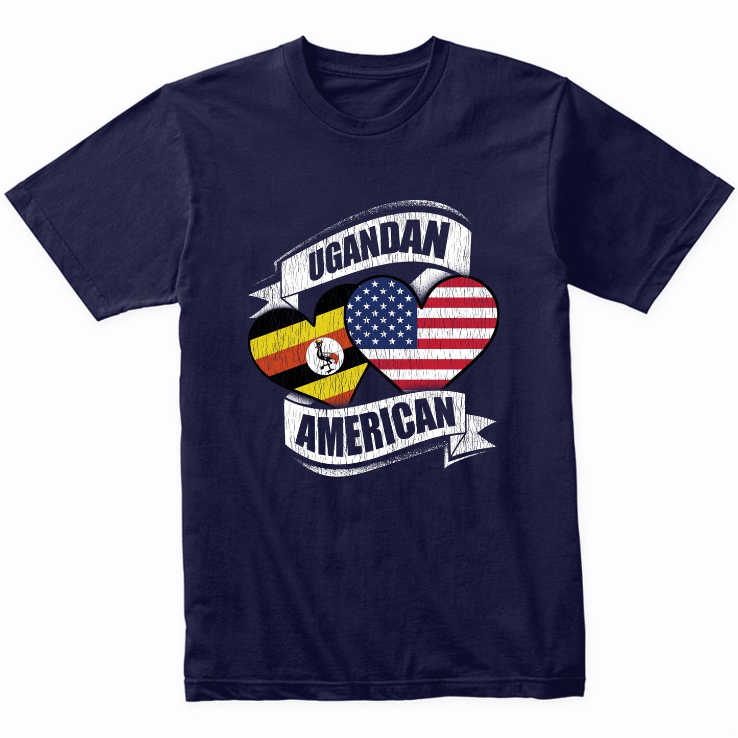 Ugandan American Hearts USA Uganda Flags T-Shirt