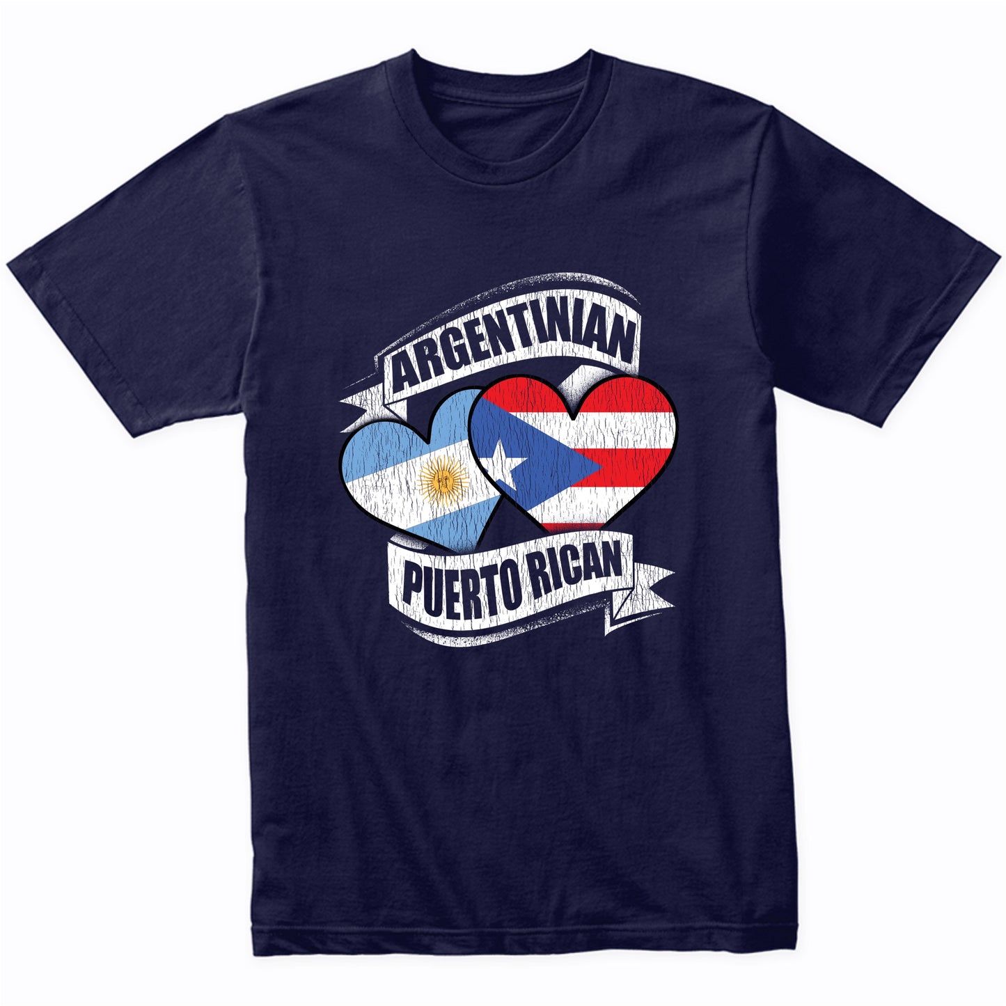 Argentinian Puerto Rican Hearts Argentina Puerto Rico Flags T-Shirt