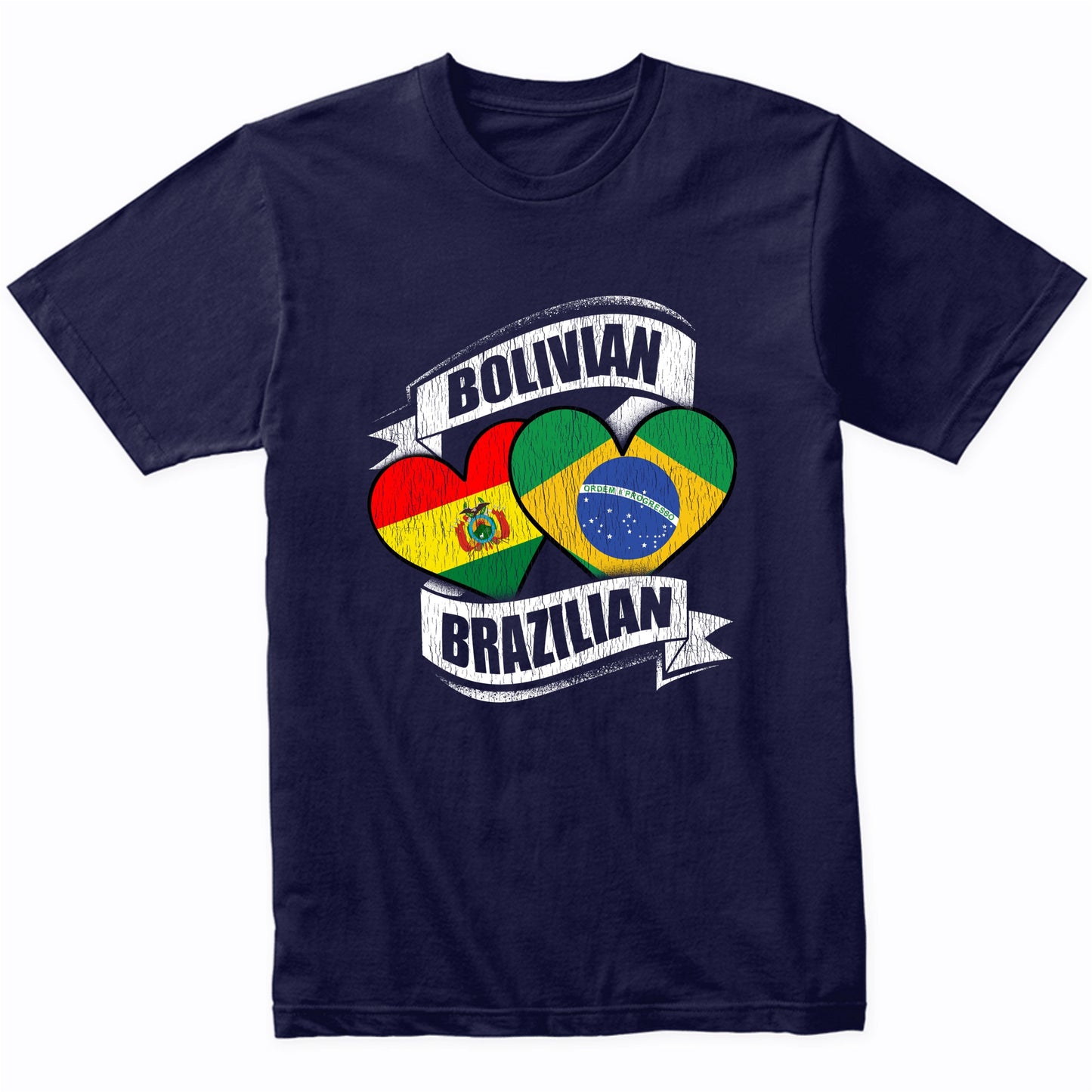 Bolivian Brazilian Hearts Bolivia Brazil Flags T-Shirt