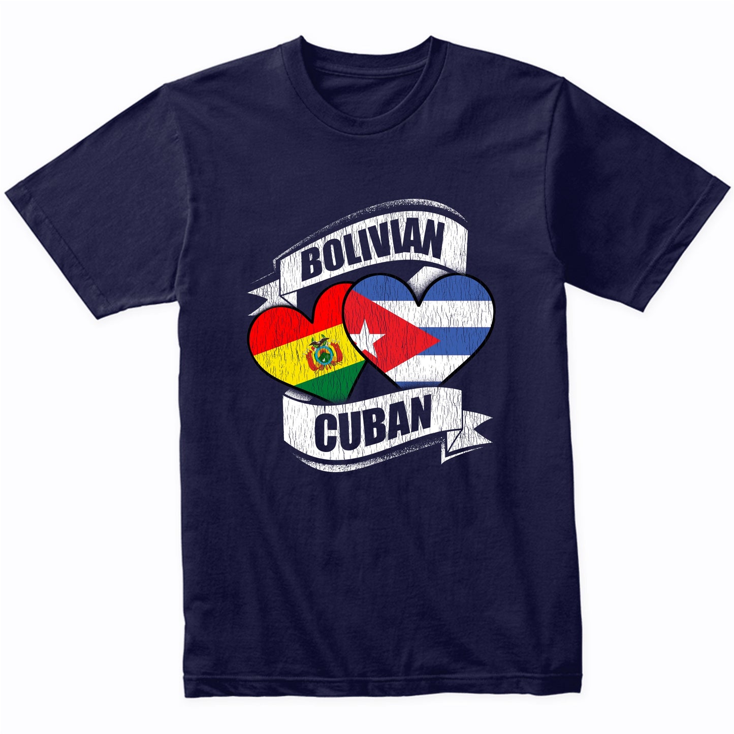 Bolivian Cuban Hearts Bolivia Cuba Flags T-Shirt