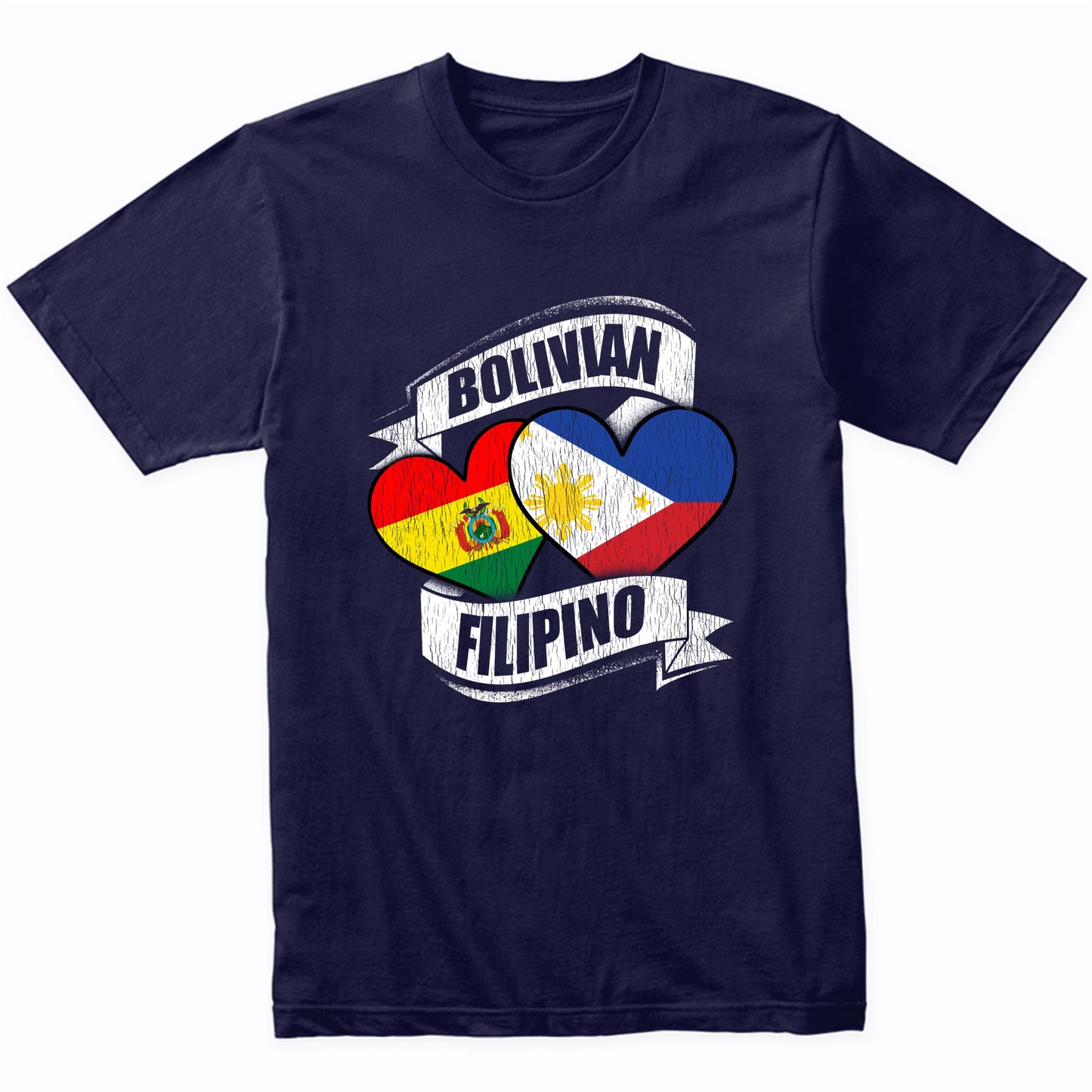 Bolivian Filipino Hearts Bolivia Philippines Flags T-Shirt
