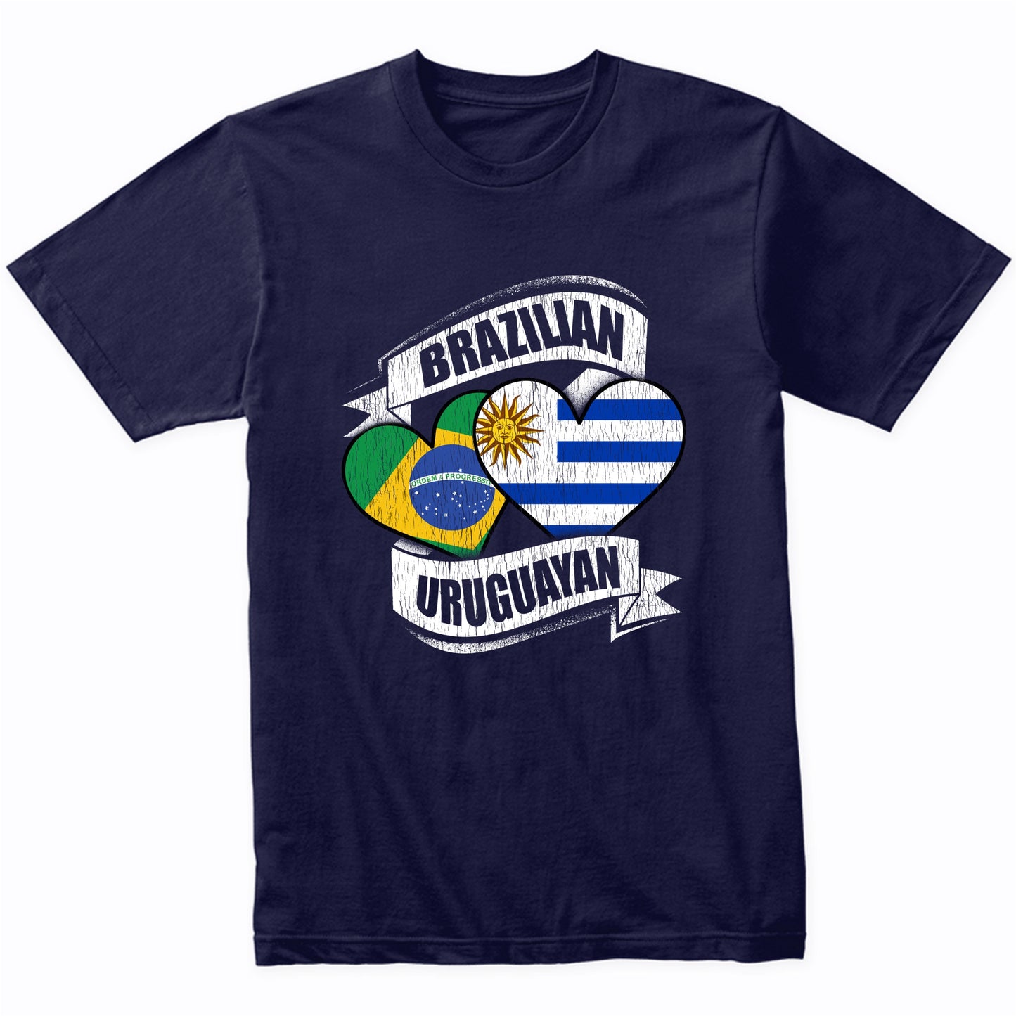 Brazilian Uruguayan Hearts Brazil Uruguay Flags T-Shirt