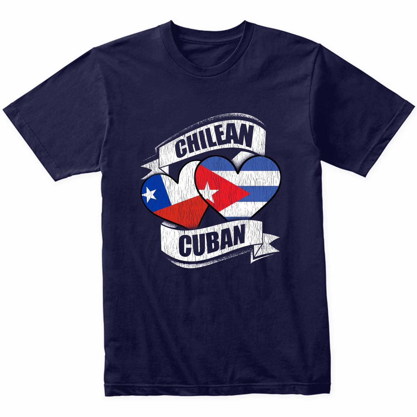 Chilean Cuban Hearts Chile Cuba Flags T-Shirt