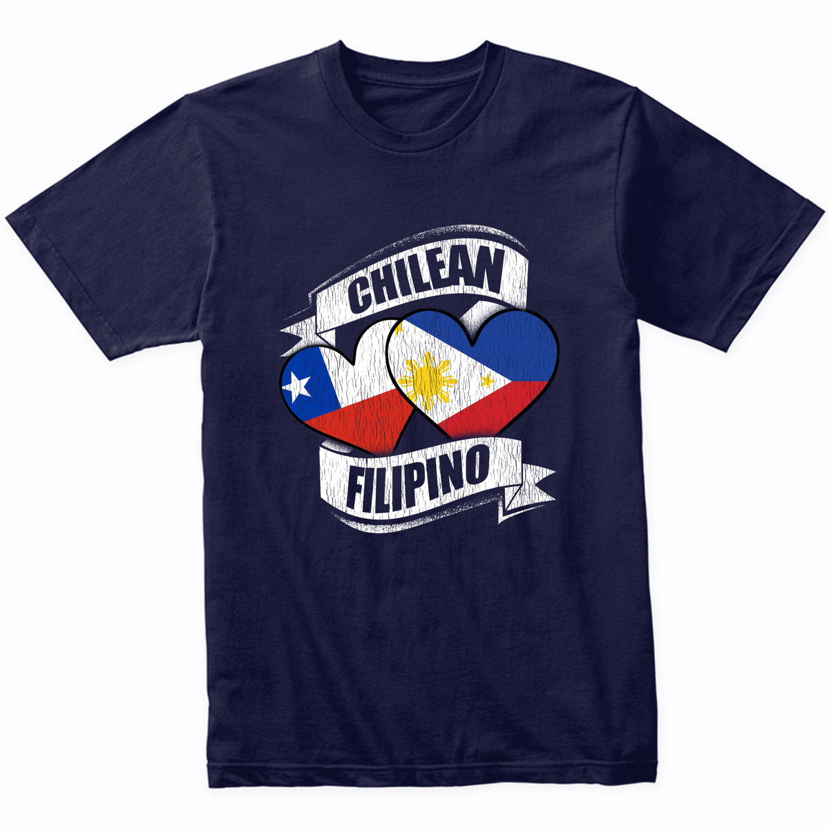Chilean Filipino Hearts Chile Philippines Flags T-Shirt