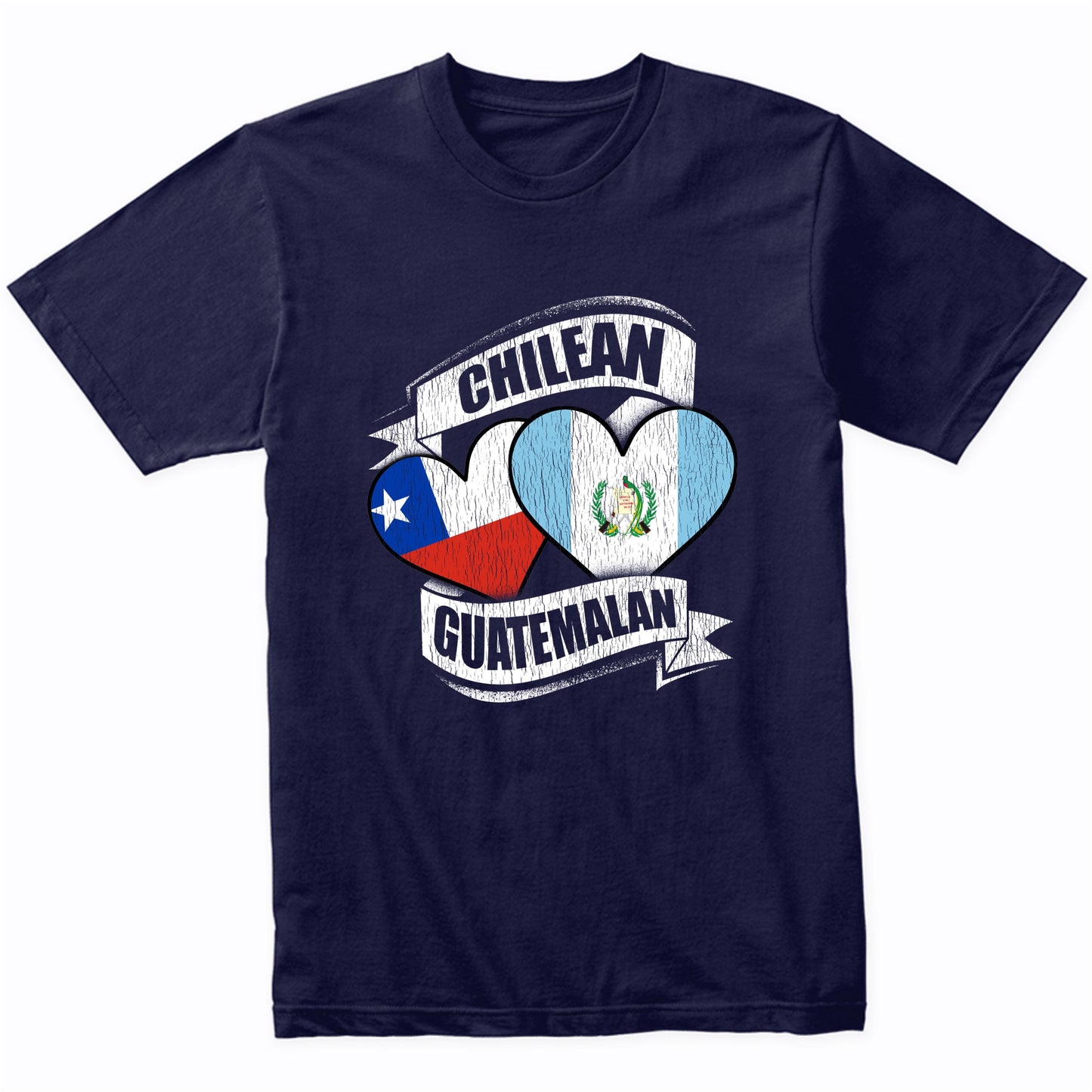 Chilean Guatemalan Hearts Chile Guatemala Flags T-Shirt