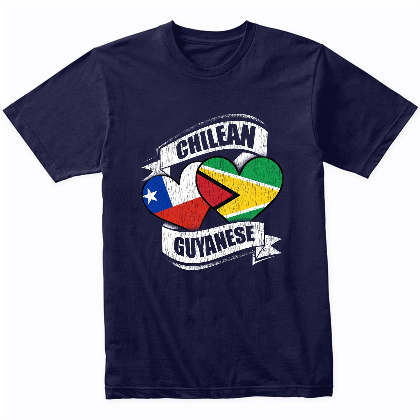 Chilean Guyanese Hearts Chile Guyana Flags T-Shirt