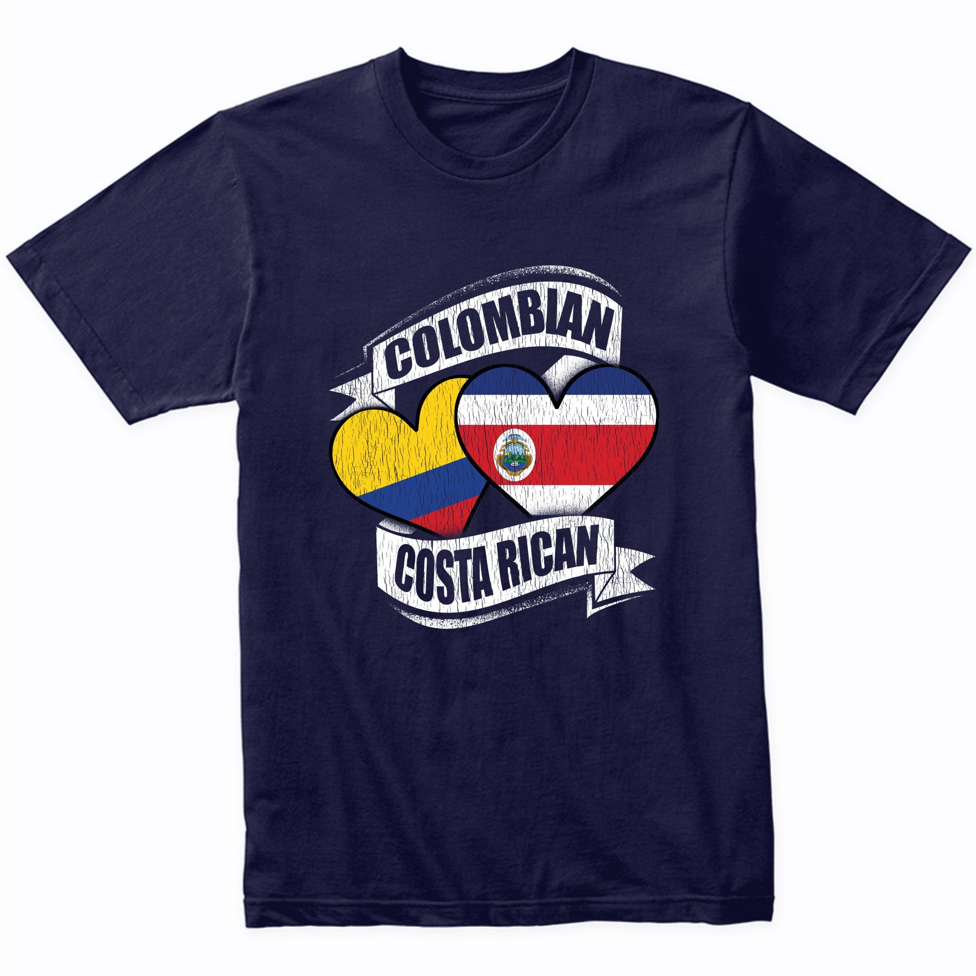 Colombian Costa Rican Hearts Colombia Costa Rica Flags T-Shirt