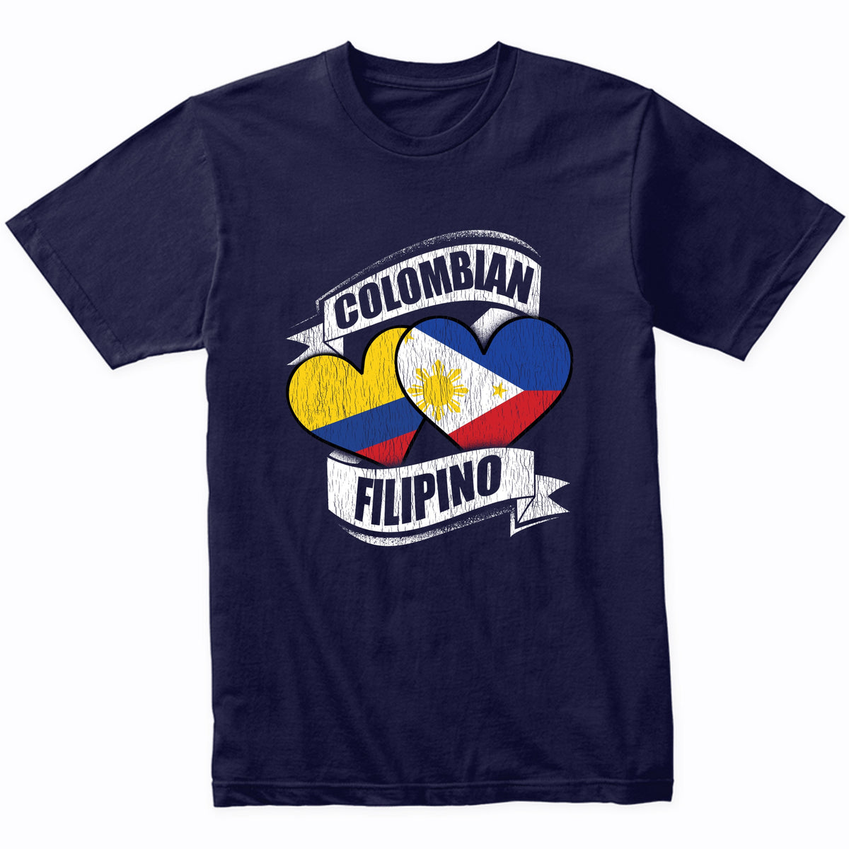Colombian Filipino Hearts Colombia Philippines Flags T-Shirt