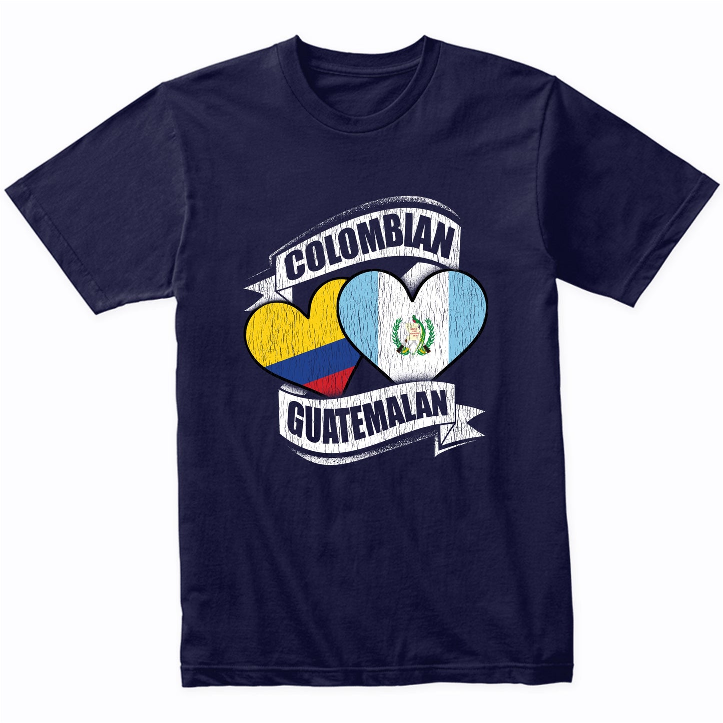 Colombian Guatemalan Hearts Colombia Guatemala Flags T-Shirt