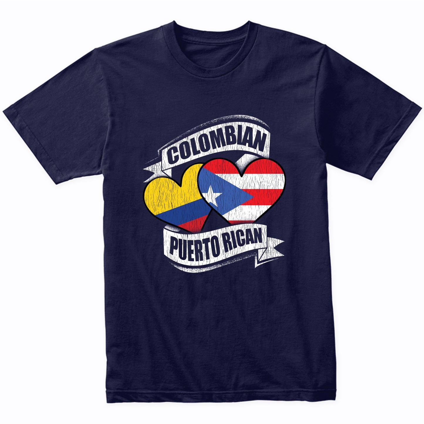 Colombian Puerto Rican Hearts Colombia Puerto Rico Flags T-Shirt