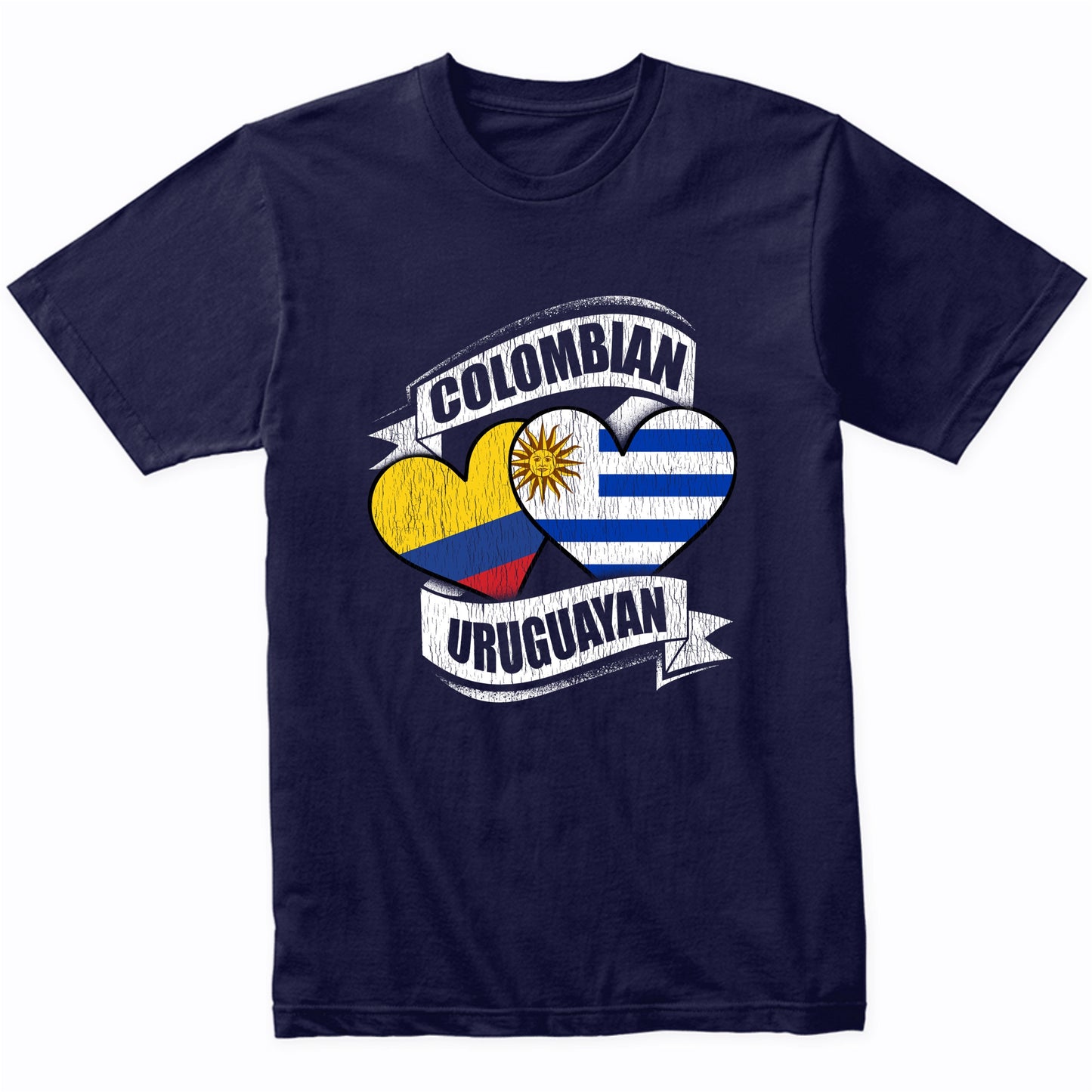 Colombian Uruguayan Hearts Colombia Uruguay Flags T-Shirt