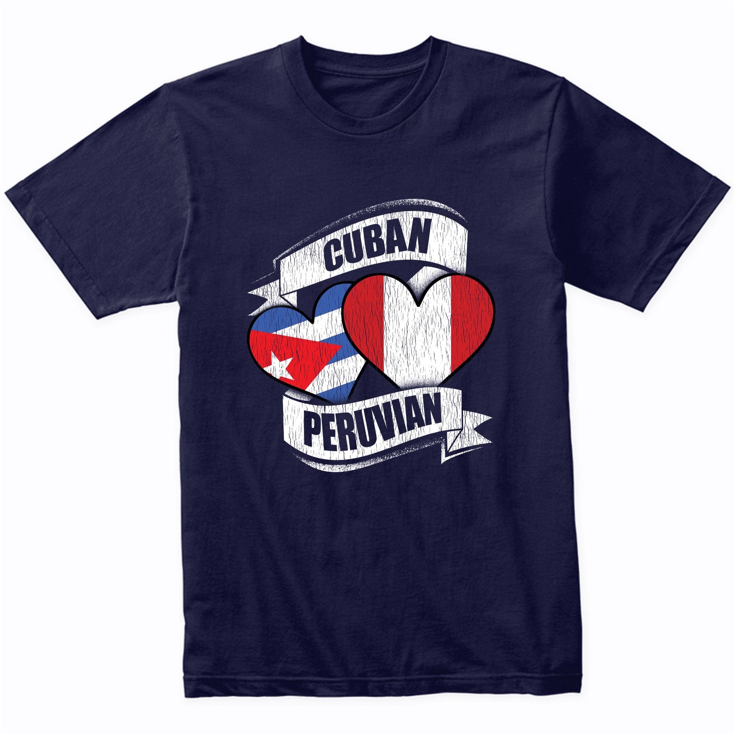 Cuban Peruvian Hearts Cuba Peru Flags T-Shirt