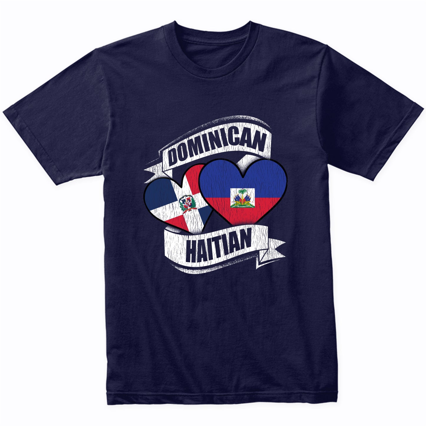 Dominican Haitian Hearts Dominican Republic Haiti Flags T-Shirt