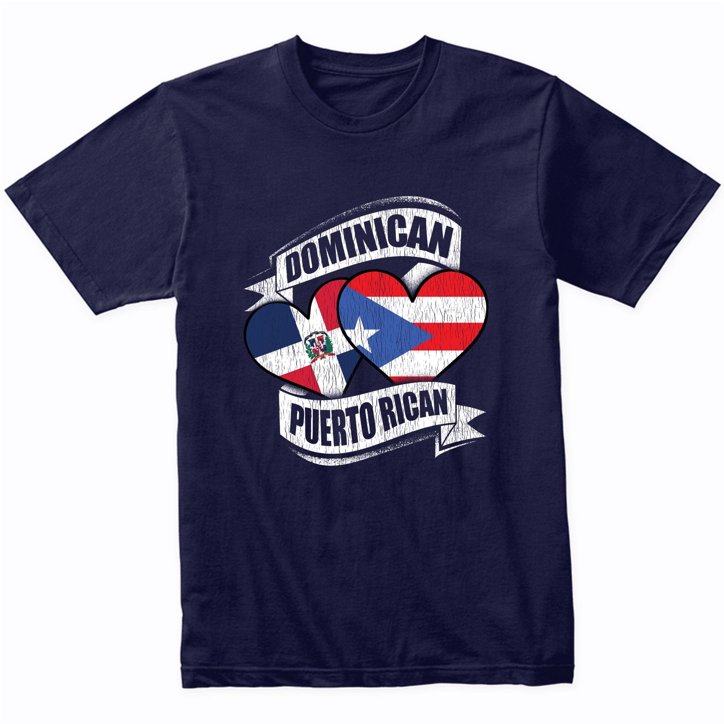 Dominican Puerto Rican Hearts Dominican Puerto Rico Flags T-Shirt