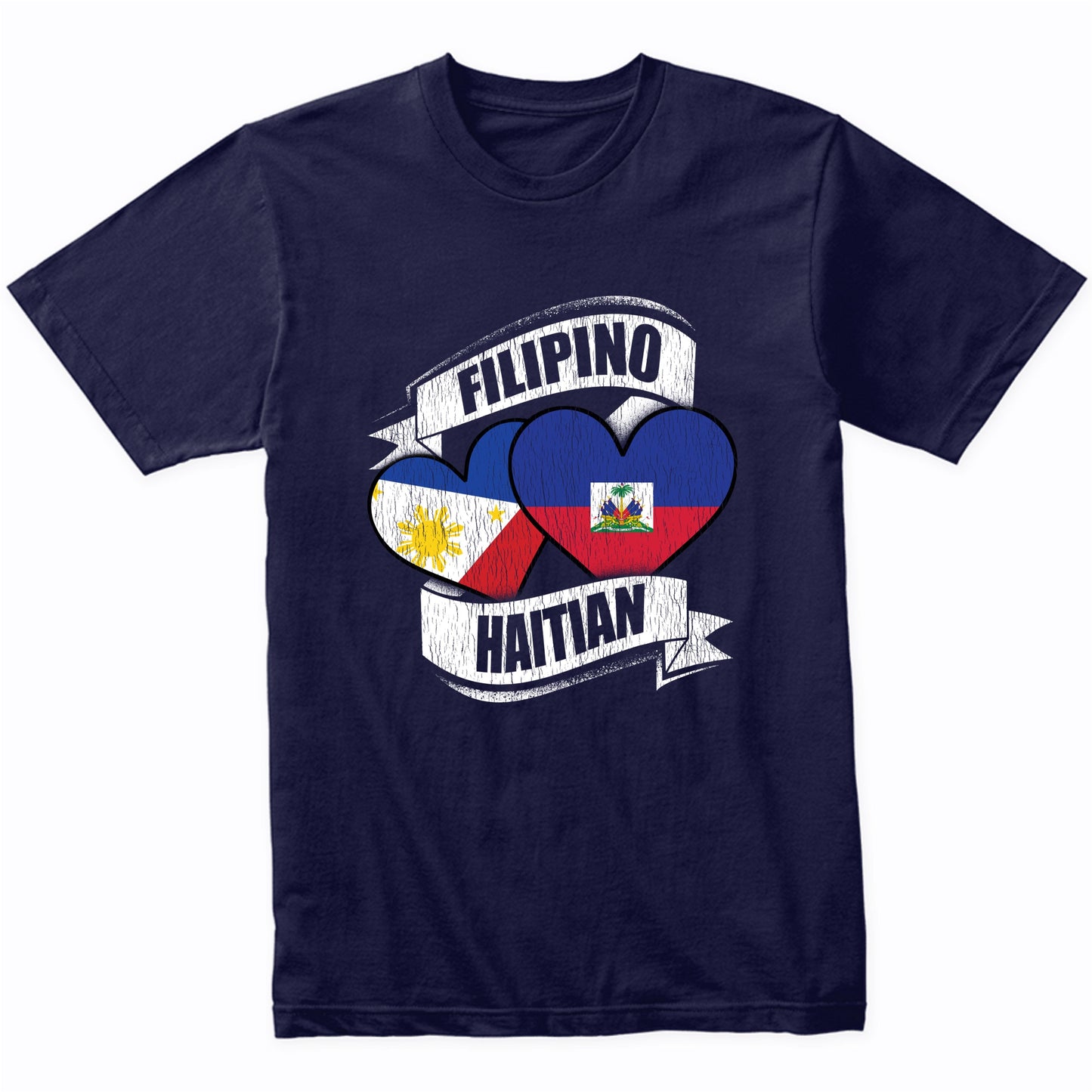Filipino Haitian Hearts Philippines Haiti Flags T-Shirt