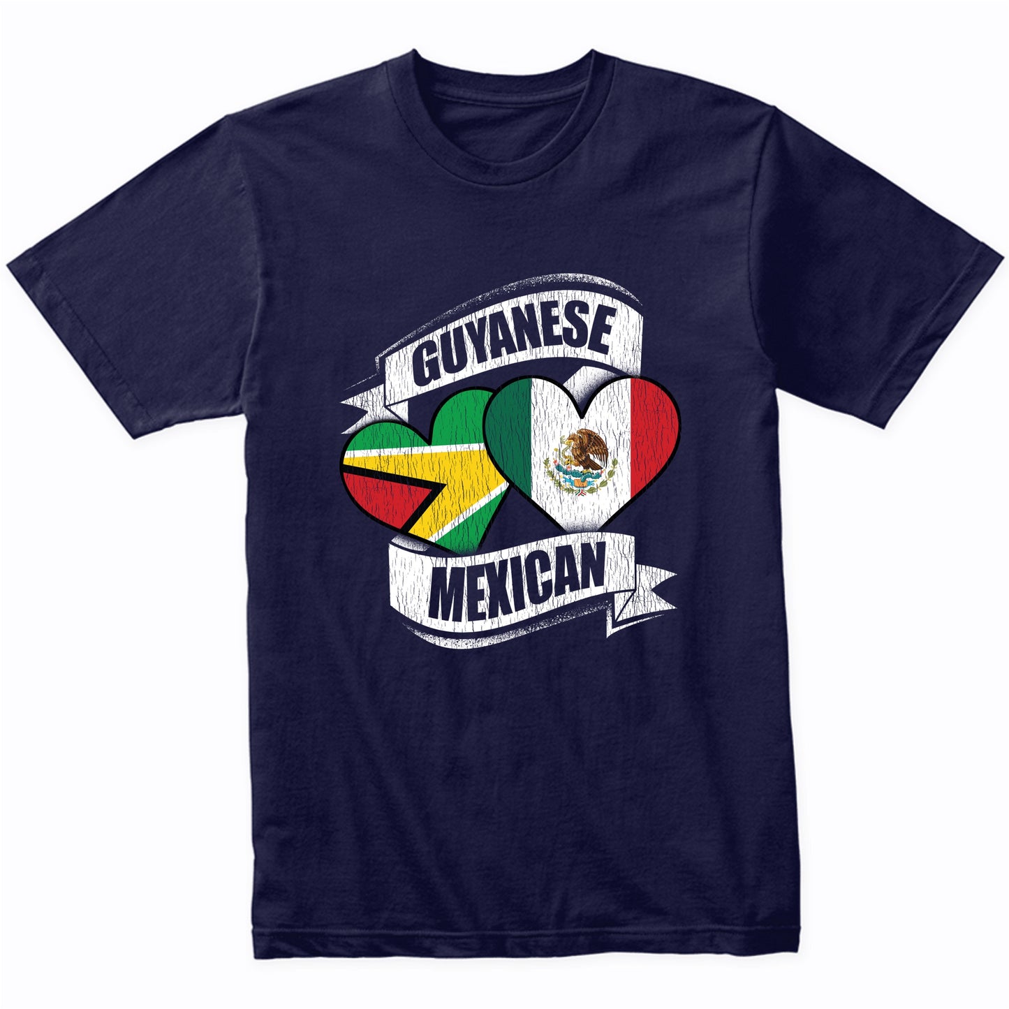 Guyanese Mexican Hearts Guyana Mexico Flags T-Shirt