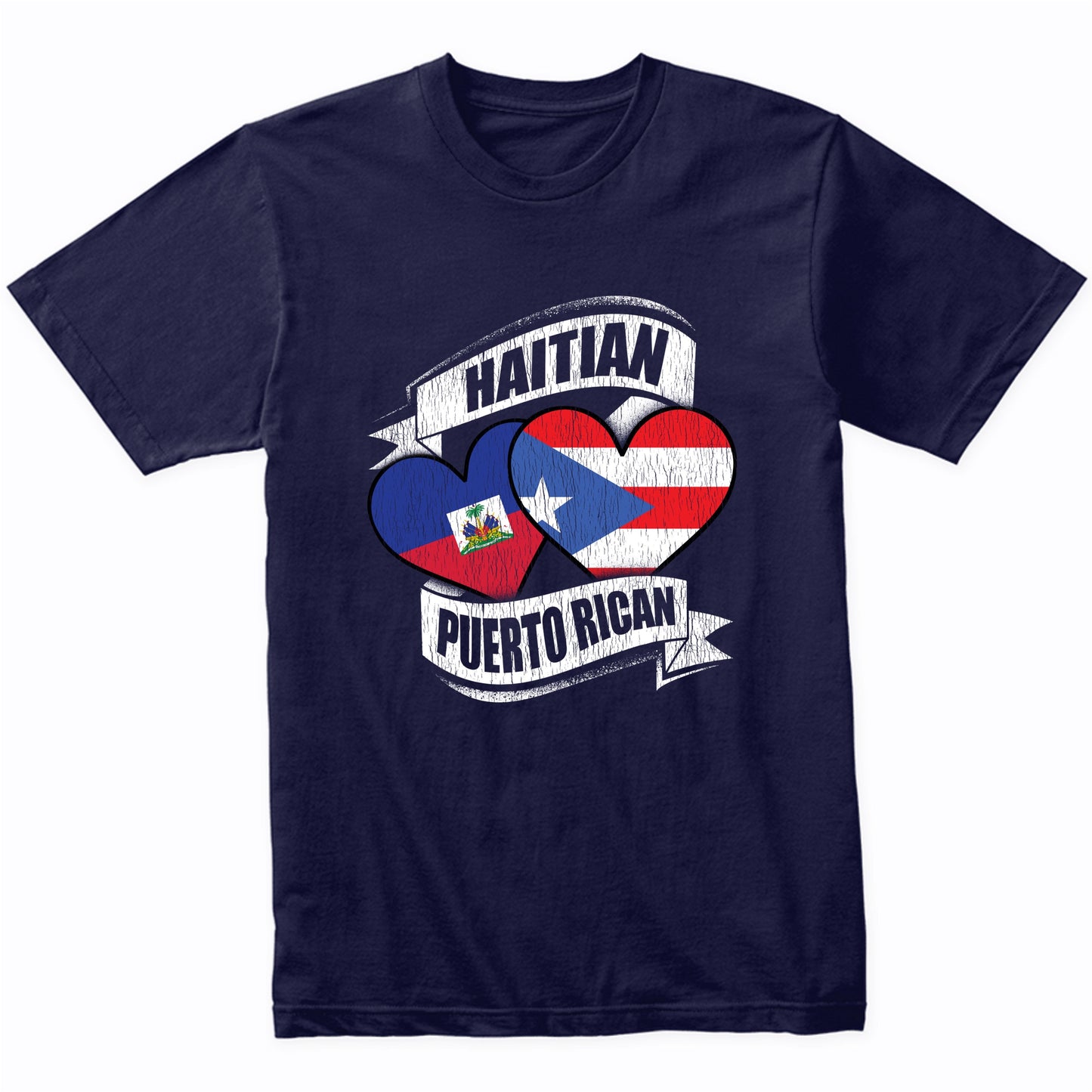 Haitian Puerto Rican Hearts Haiti Puerto Rico Flags T-Shirt