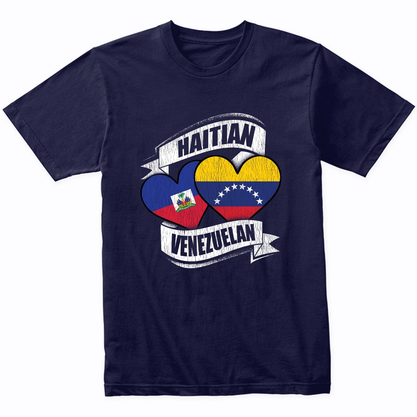 Haitian Venezuelan Hearts Haiti Venezuela Flags T-Shirt