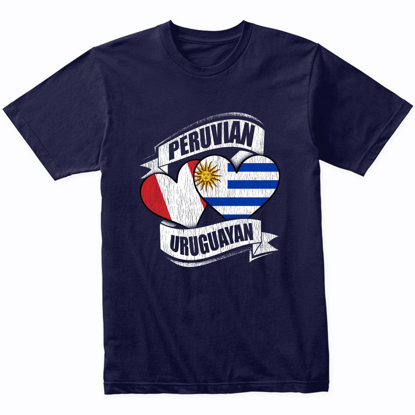 Peruvian Uruguayan Hearts Peru Uruguay Flags T-Shirt