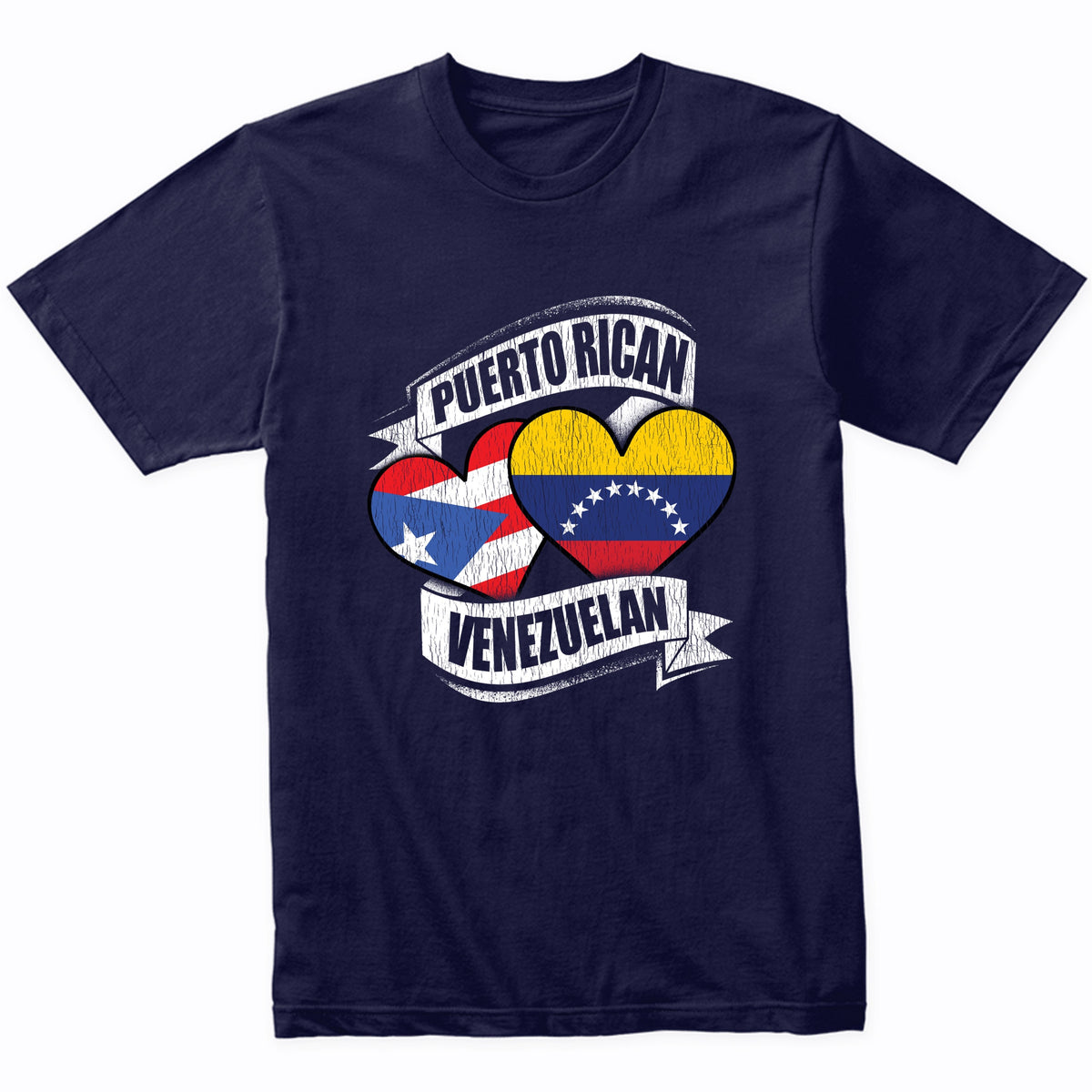Puerto Rican Venezuelan Hearts Puerto Rico Venezuela Flags T-Shirt