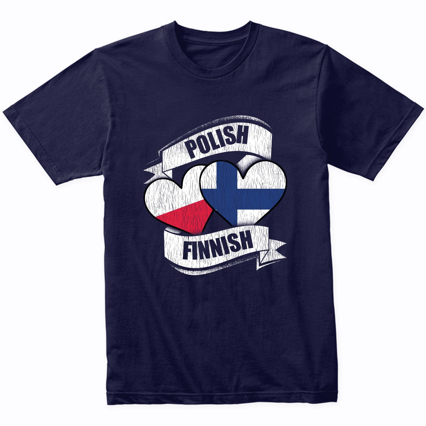 Polish Finnish Hearts Poland Finland Flags T-Shirt